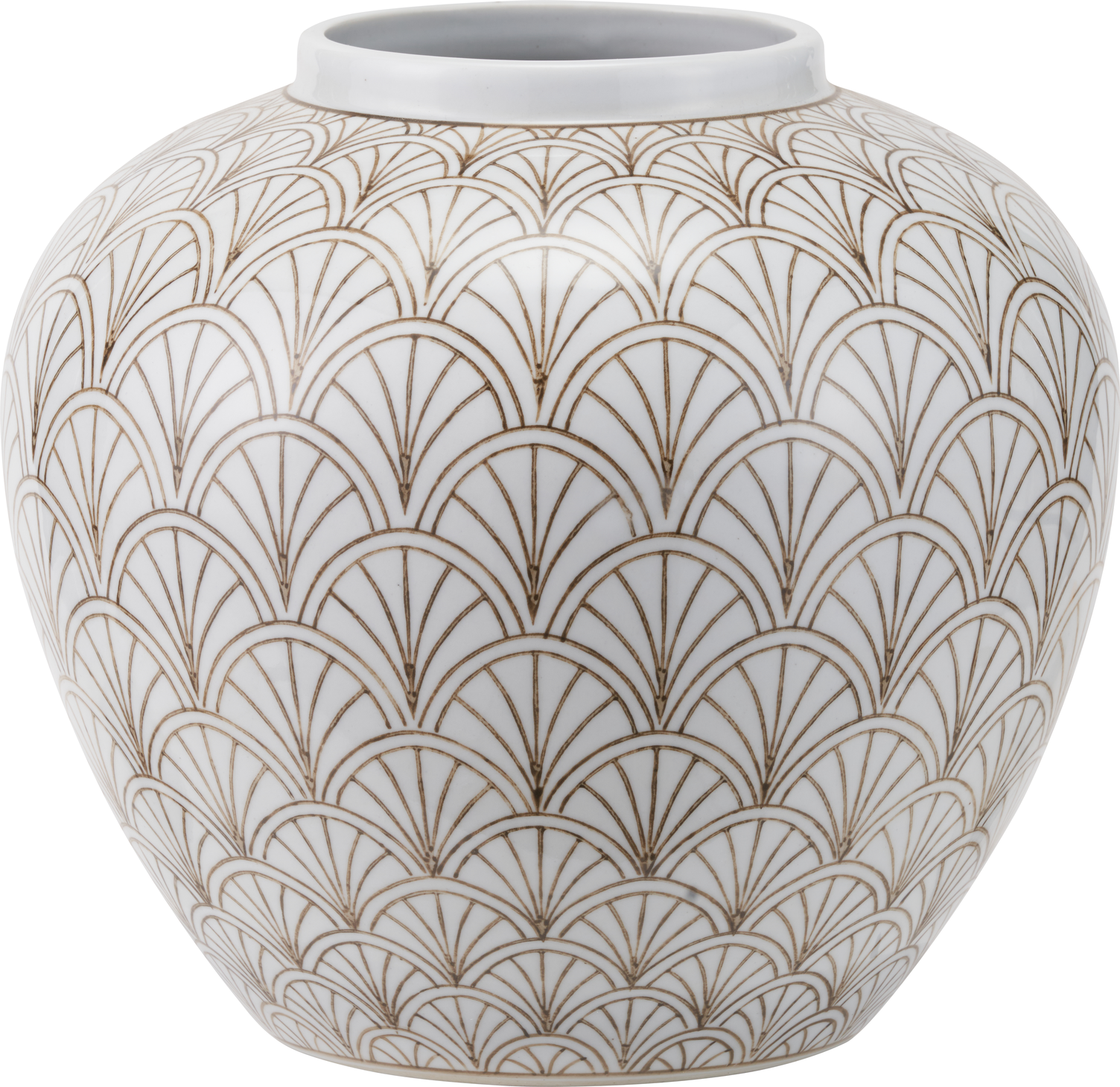 Barbier White Art Deco Fan Ceramic Vase
