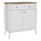 Baroque Sideboard 2 Doors 1 Drawer in Pure White Iced Coffee Lacquer