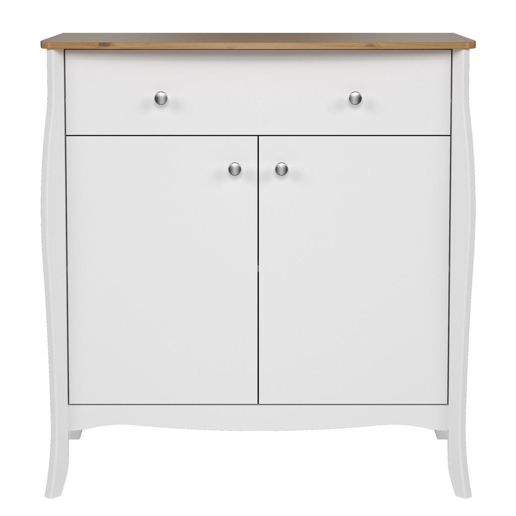 Baroque Sideboard 2 Doors 1 Drawer in Pure White Iced Coffee Lacquer