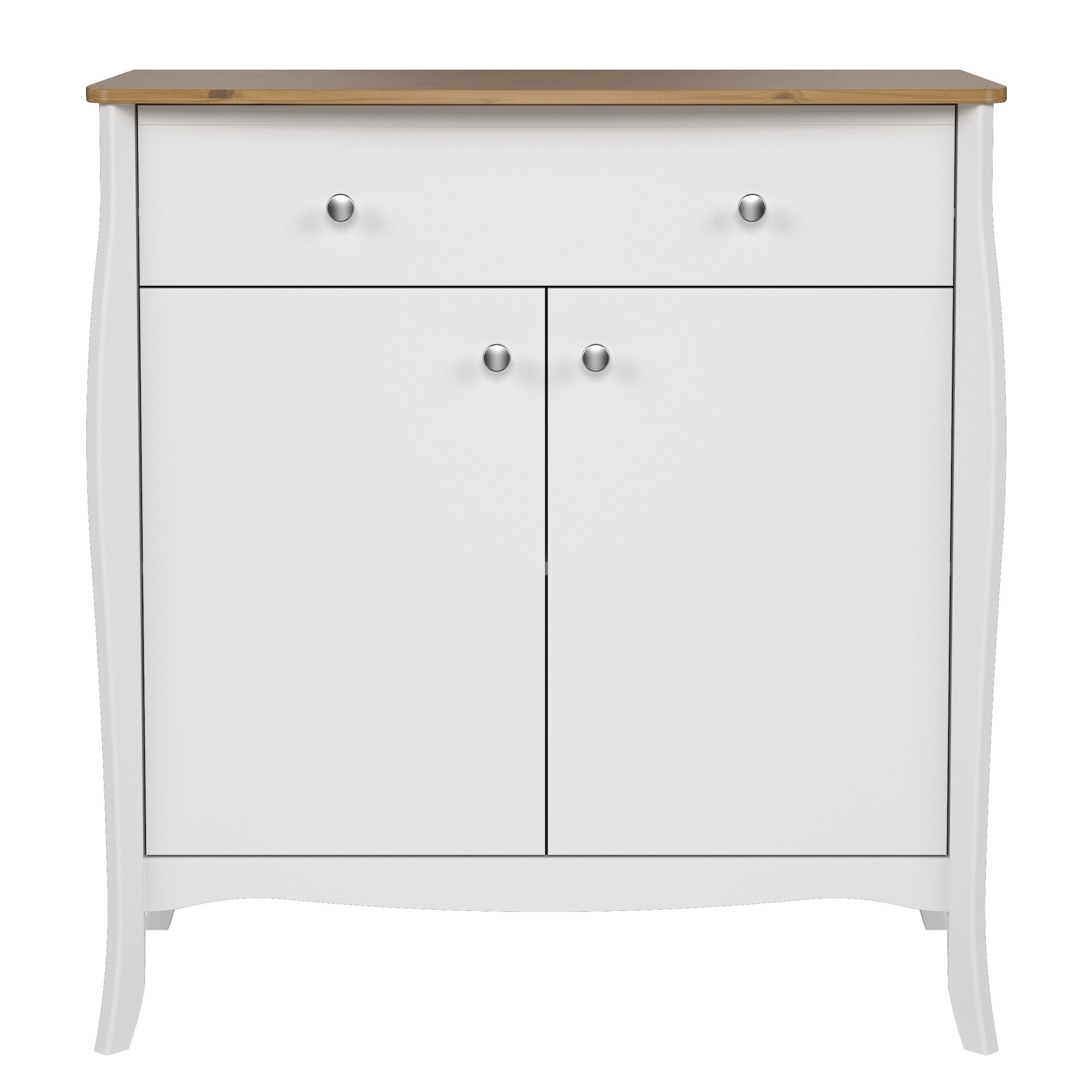 Baroque Sideboard 2 Doors 1 Drawer in Pure White Iced Coffee Lacquer