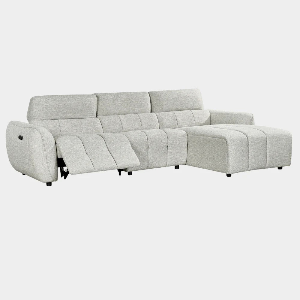 Turin Electric Recliner Sofa Silver Right Hand Corner
