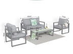 Dune Range Large Sofa Set Charcoal Aluminium Frame With Grey Cushions