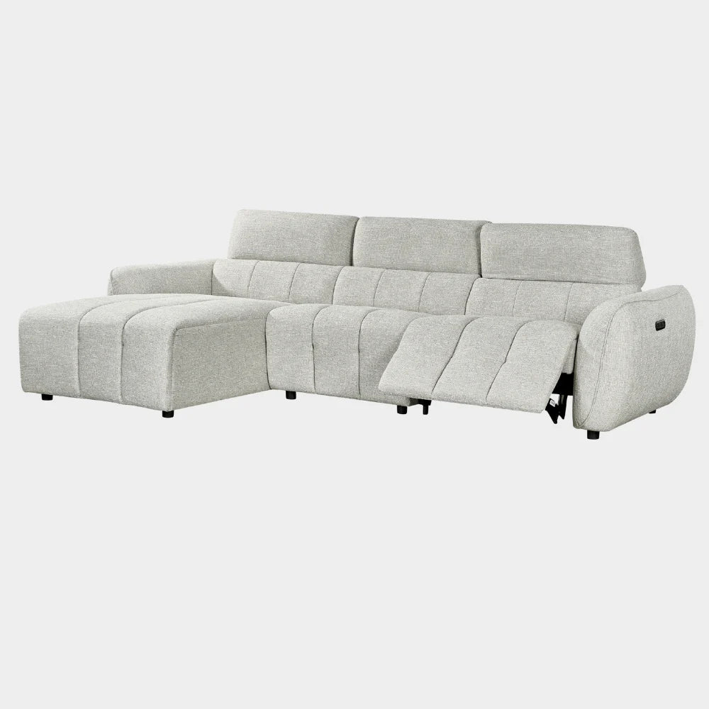 Turin Electric Recliner Sofa Silver Left Hand Corner