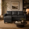 Model 28 - Reversible Chaise Sofa PU Black