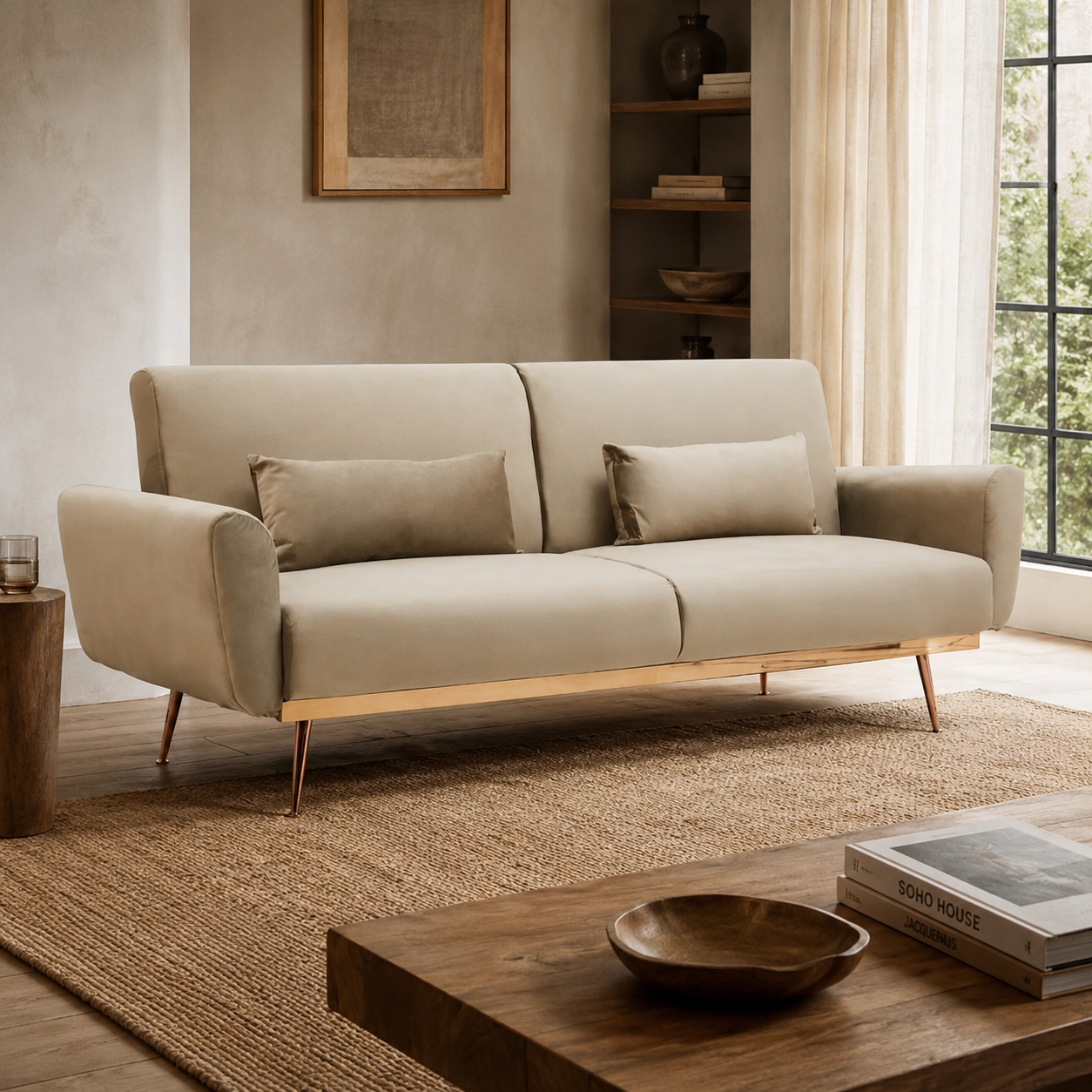 Hatton Mink Velvet Sofa Bed