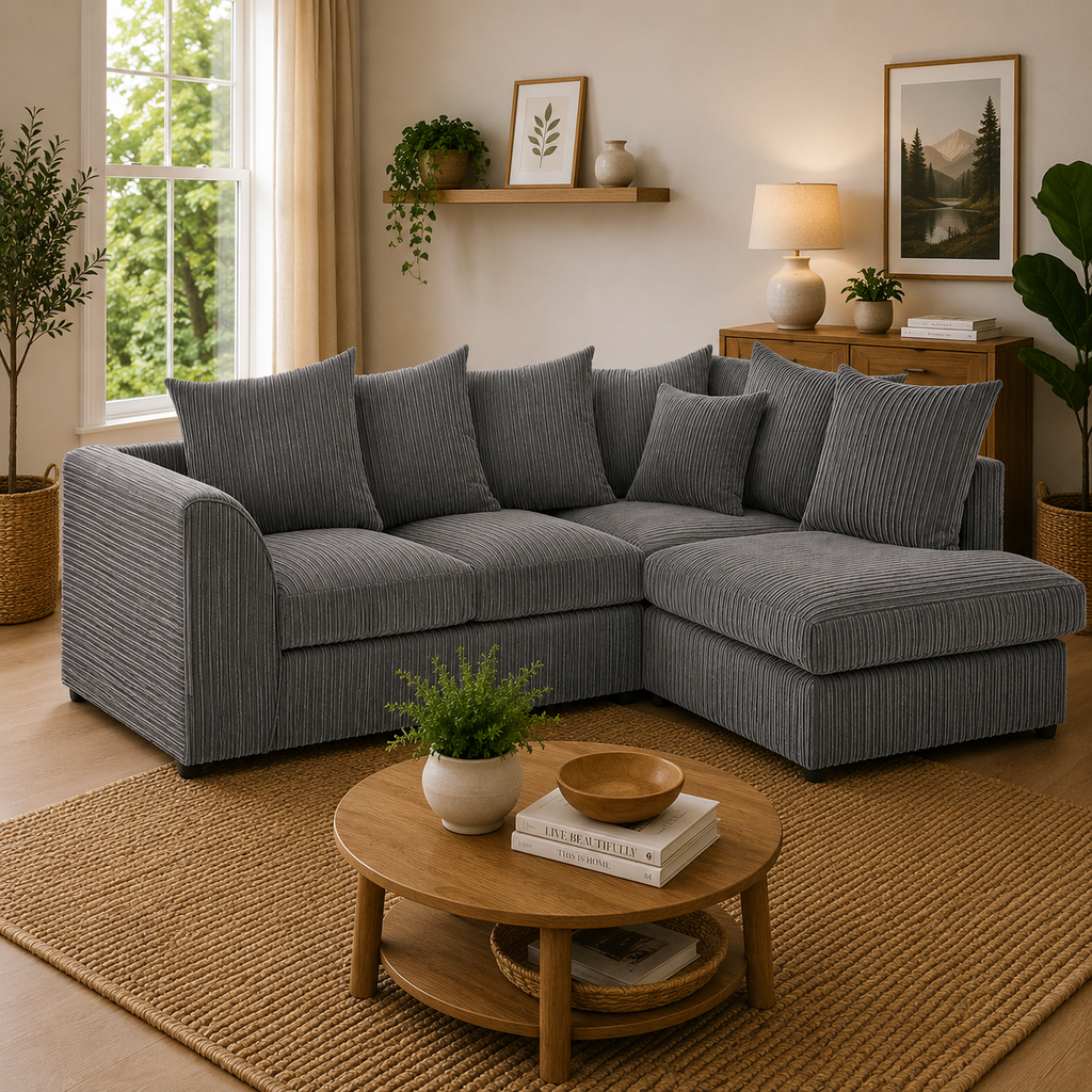 Harley Jumbo Sofa Grey Right Hand Facing Corner