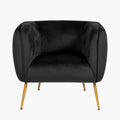 Lucca Black Velvet and Metal Armchair
