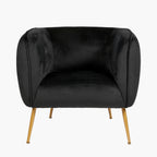 Lucca Black Velvet and Metal Armchair