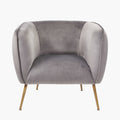 Lucca Dove Grey Velvet and Metal Armchair