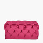 Seraphina Raspberry Velvet Buttoned Rectangular Ottoman