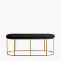 Nino Black Velvet and Gold Metal Bench