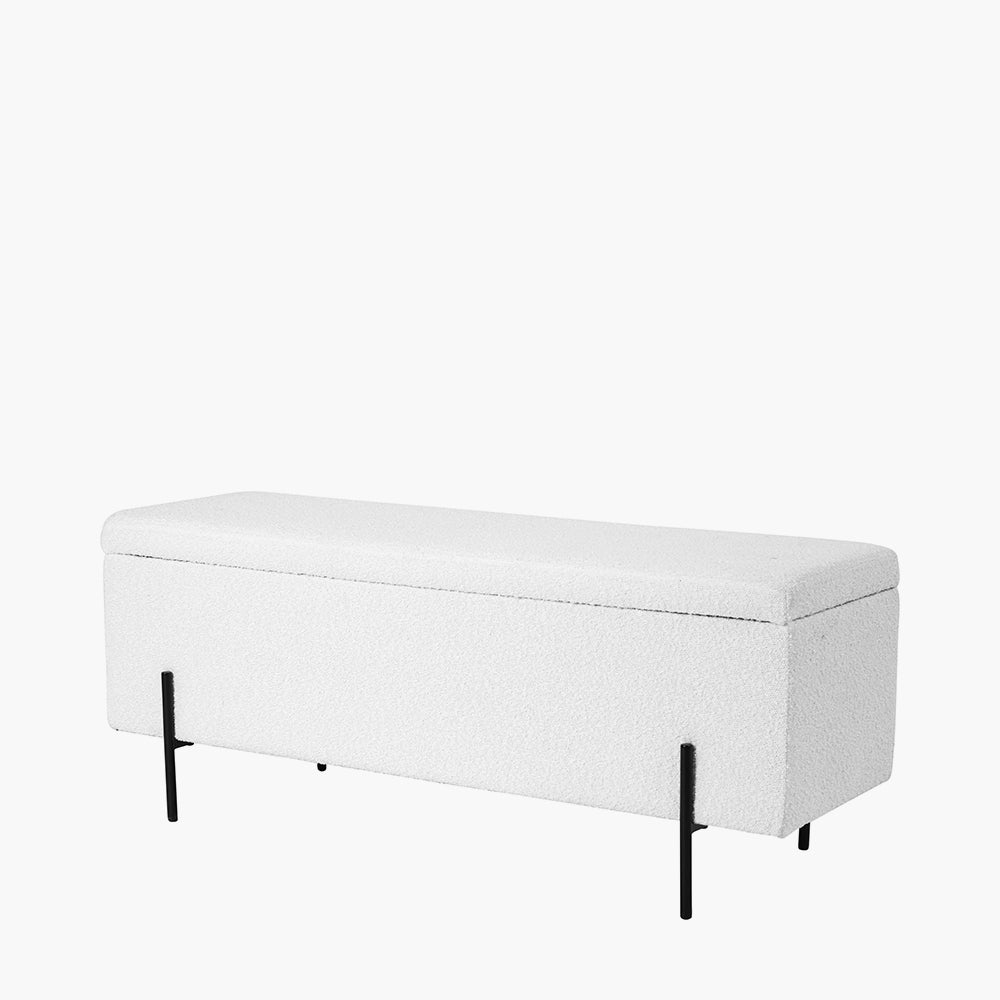 Catania BouclÃ© Fabric Storage Bench With Black Legs