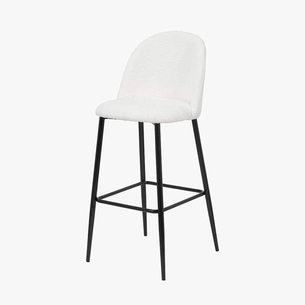 Turi BouclÃ© Fabric and Black Metal Bar Stool