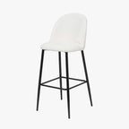Turi BouclÃ© Fabric and Black Metal Bar Stool