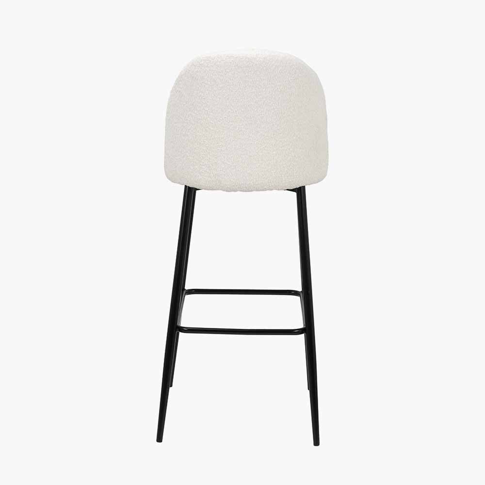 Turi BouclÃ© Fabric and Black Metal Bar Stool