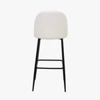 Turi BouclÃ© Fabric and Black Metal Bar Stool