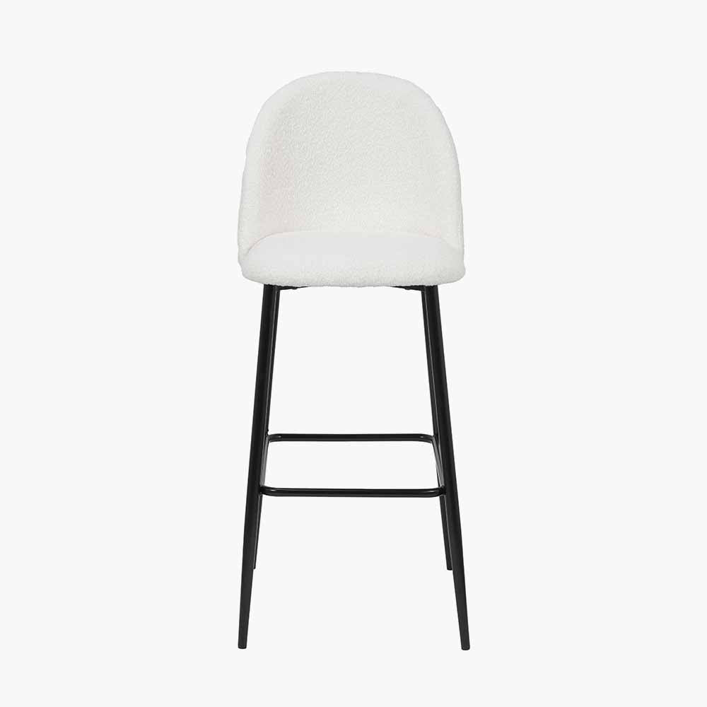 Turi BouclÃ© Fabric and Black Metal Bar Stool