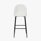Turi BouclÃ© Fabric and Black Metal Bar Stool