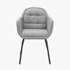 Alba Grey Linen Mix and Black Metal Carver Dining Chair