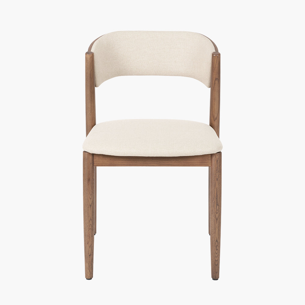Elias Natural Linen and Dark Ash Wood Curved Back Dining Chair