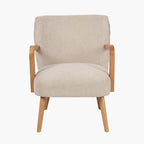 Sennori Taupe Teddy Fabric and Rubber Wood Occasional Chair