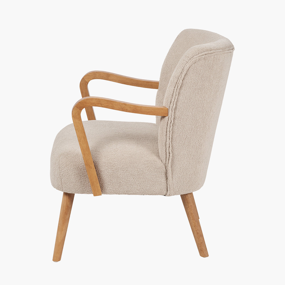 Sennori Taupe Teddy Fabric and Rubber Wood Occasional Chair