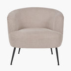 Aviana Natural Chenille and Black Metal Tub Chair