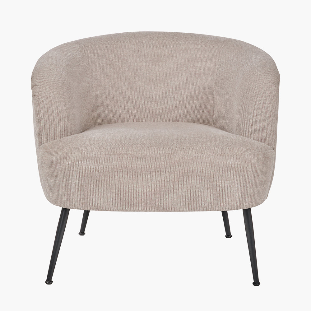 Aviana Natural Chenille and Black Metal Tub Chair