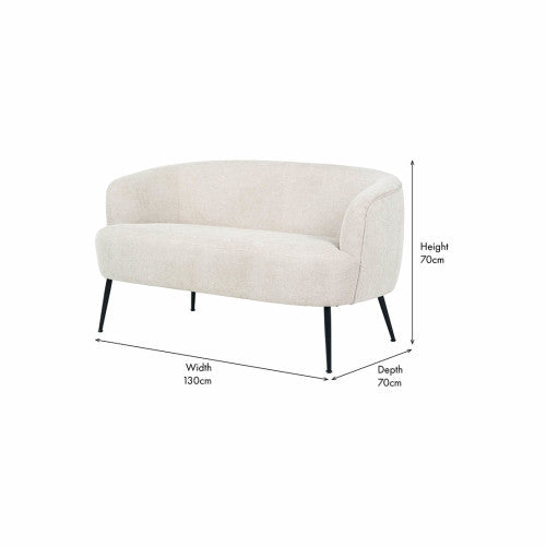 Aviana Natural Chenille and Black Metal Sofa