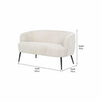 Aviana Natural Chenille and Black Metal Sofa