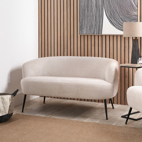 Aviana Natural Chenille and Black Metal Sofa