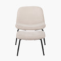 Chiara Natural Chenille and Black Metal Lounging Chair and Footstool