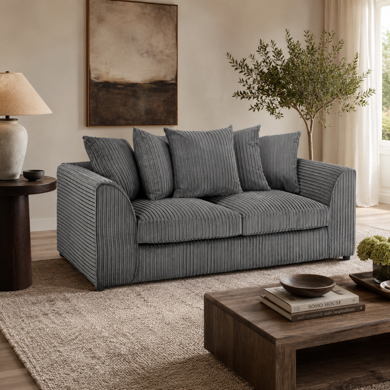 Harley Jumbo Sofa Grey 3 Seater