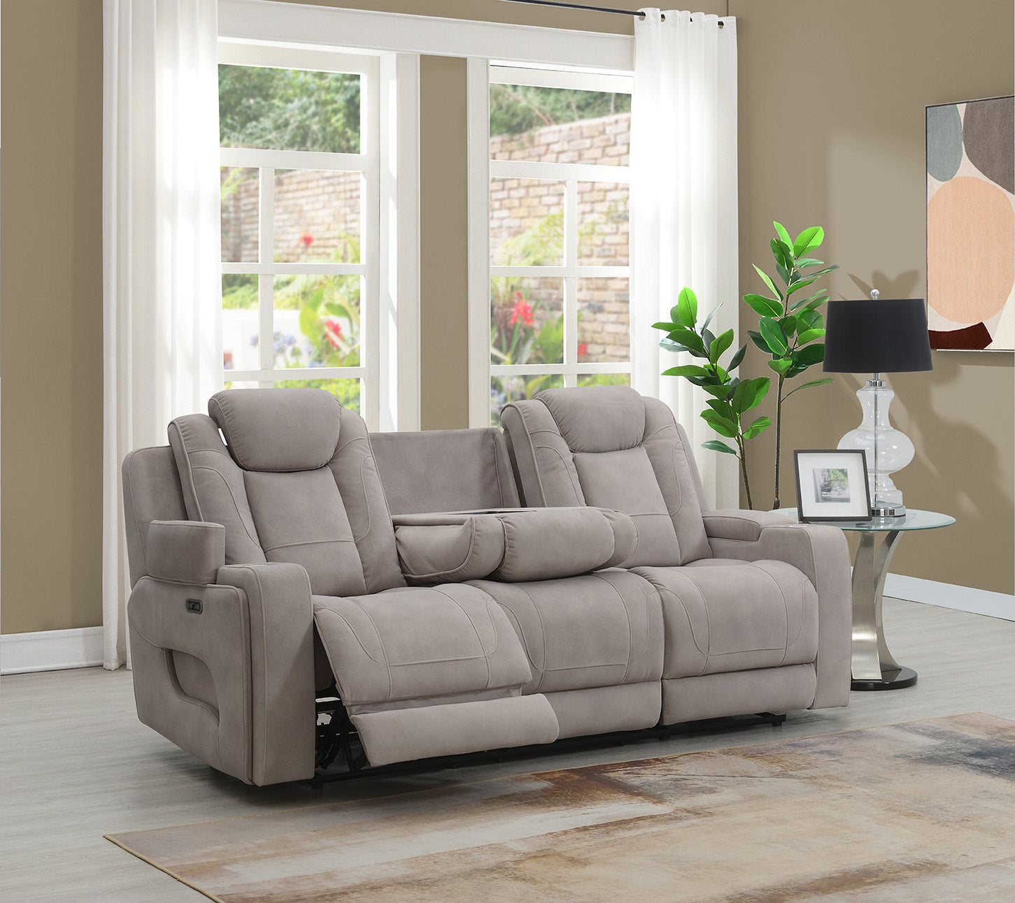 Jesper 3 Seater Sofa With Drop Down Table Oyster