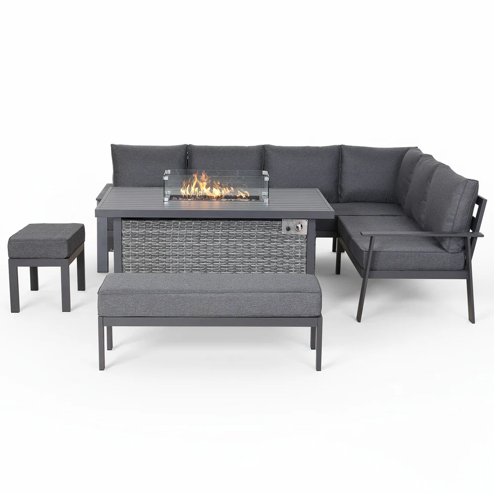 Titan Range High Back Right Hand Corner Sofa Set with Fire Pit Table