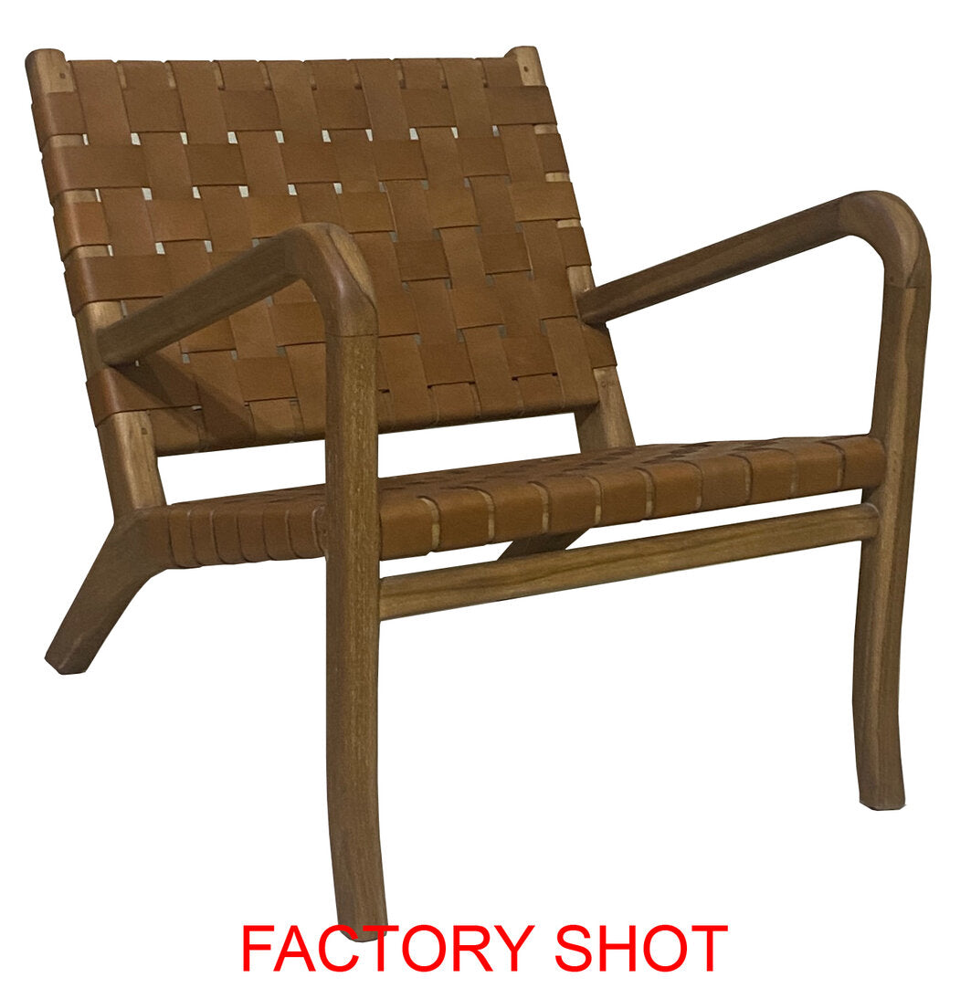 Kendari Dark Brown Leather and Teak Chair