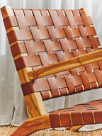 Kendari Dark Brown Leather and Teak Chair