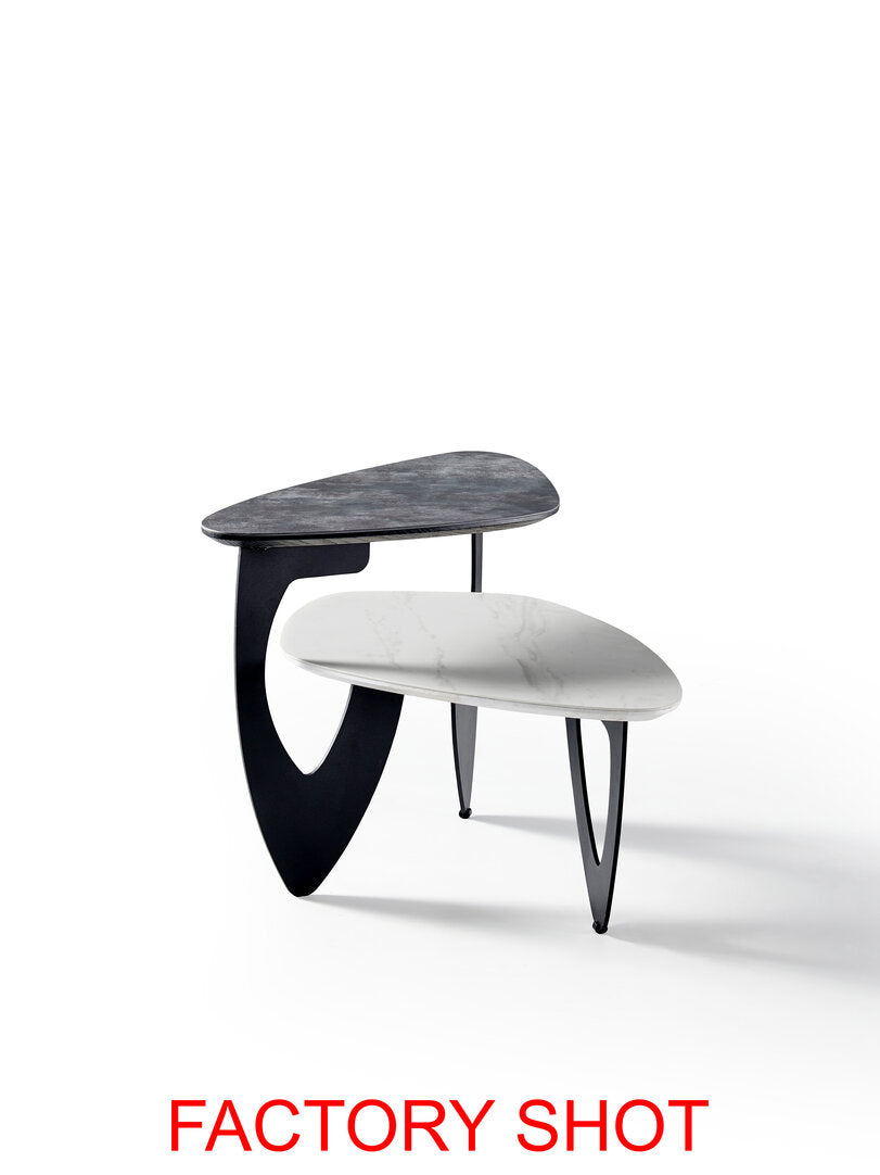 Imperia 2 Tier Small Asymmetrical Ceramic Coffee Table