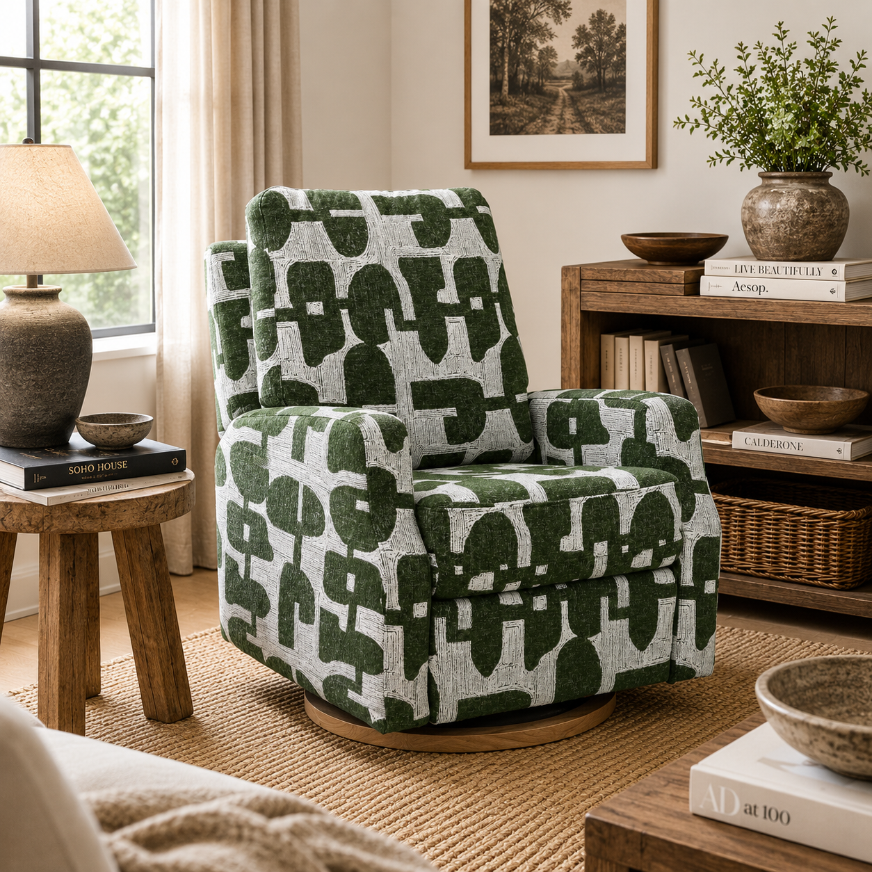 Seville Electric Reclining Chair Green