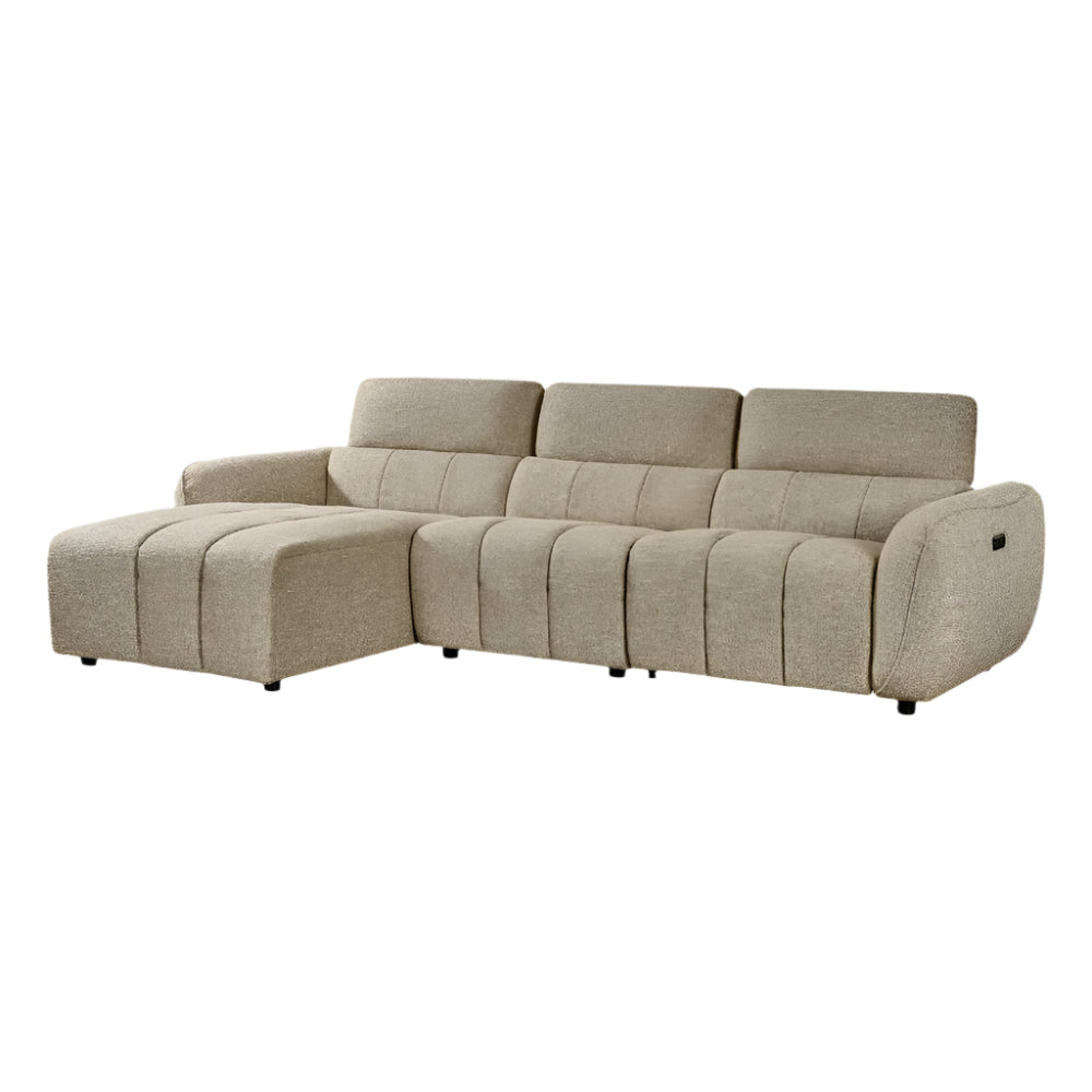 Turin Electric Recliner Sofa Mocha Left Hand Corner
