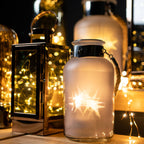 Frosted Glass Lantern with Rope Detail and Interior LED