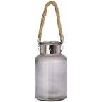 Frosted Glass Lantern with Rope Detail and Interior LED
