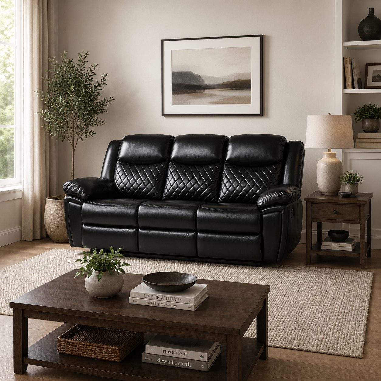 Myra 3 seater manual Recliner Sofa Black