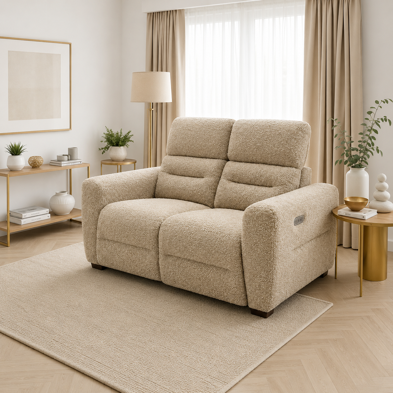 Tokyo Electric Recliner Beige 2 Seater