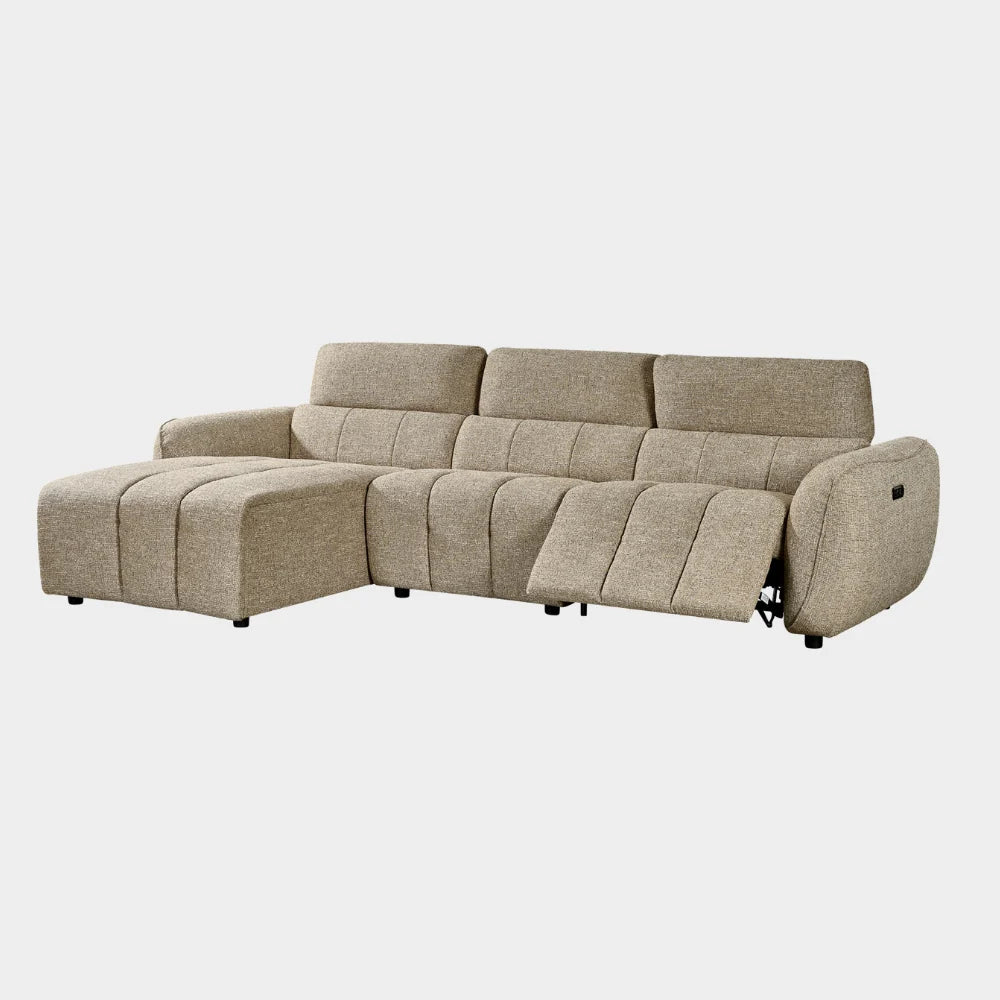 Turin Electric Recliner Sofa Mocha Left Hand Corner