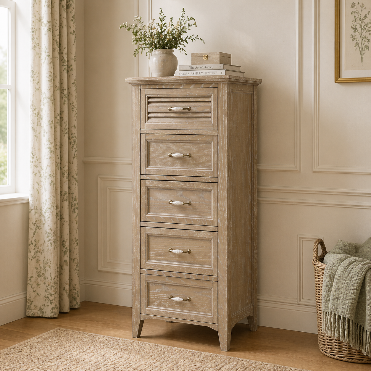 Ennis Oak & Ash 5 Drawer Tall Chest