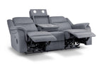 Galaxy Tech Recliner Fabric Grey 3 Seater Sofa