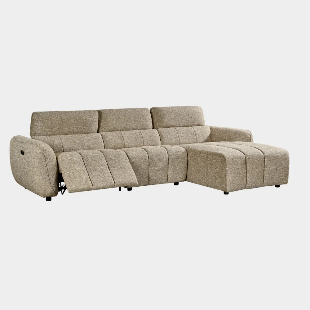 Turin Electric Recliner Sofa Mocha Right Hand Corner