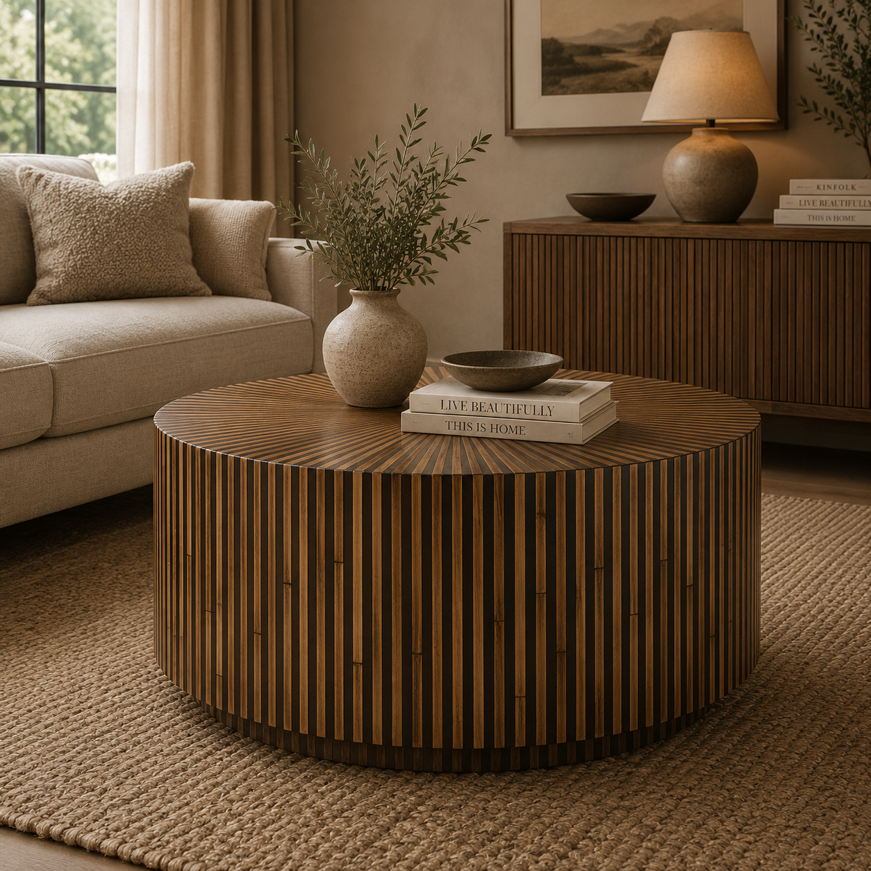 Bambusa Bamboo Inlay Round Coffee Table