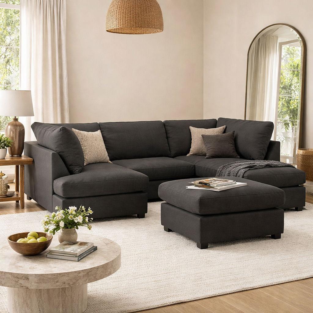 Carnaby Sofa Black U Shape Corner Morgan | Malvern | Somerford | Calix | Euphoria | Plush Style